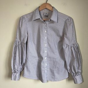 3/$30💚Worthington Petite black and white stripes blouse top size small